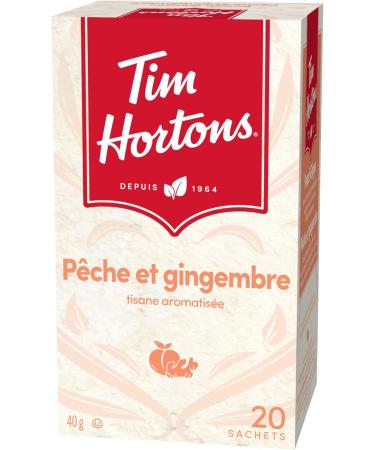 Tim Hortons Peach Ginger Tea Bags Flavoured Herbal Tea 20 Count - Buy Online on GoSupps.com