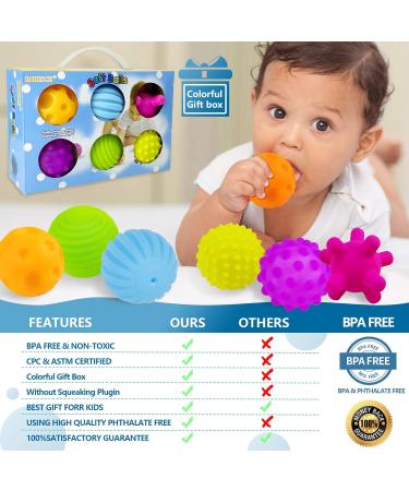ROHSCE 6pcs Baby Textured Multi Ball Set - Soft Infant Sensory Massage Balls for Developmental Play - Buy Online on GoSupps.com