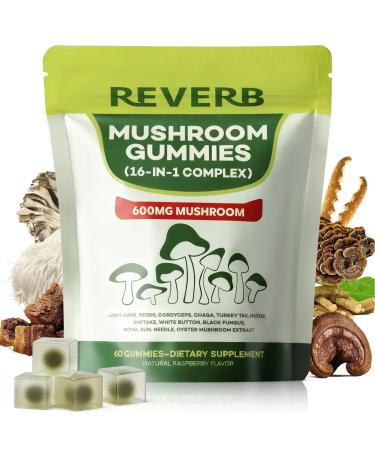 Mushroom Gummies 16-In-1 Mushroom Blend With Ashwagandha Gummies For Brain Health Cognitive Memory & Focus Energy 0g Added Sugar Mushroom Supplement Lions Mane Reishi Cordyceps Turkey Tail Chaga (60)