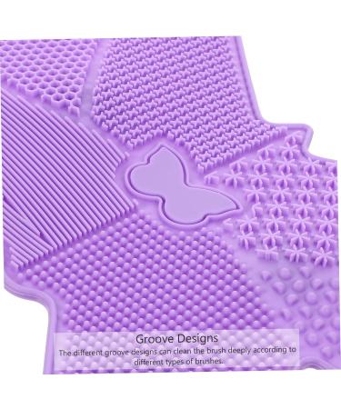 1pc Silicone Scrub Pad - Makeup Brush Cleaner Tray | Portable Beauty Brush Cleaning Instrument in Purple - Buy Online on GoSupps.com