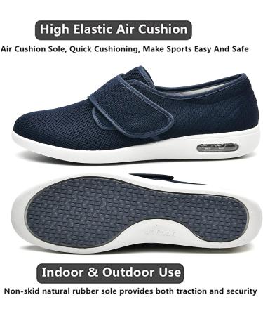 Women's Diabetic Shoes Extra Wide Width | Adjustable Strap Edema Sneakers | Navy Blue | Support for Swollen Feet, Bunions, Plantar Fasciitis - Buy Online on GoSupps.com