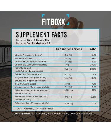 Fit Boxx HydraMatrix Electrolyte Hydration Powder - Rapid Rehydration with Potassium, Magnesium & B Vitamins, Pink Salt+Clean Electrolytes, Focus & Muscle Recovery Fruit Punch Flavor, 60 Servings - Buy Online on GoSupps.com