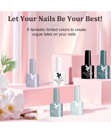 Ceboic Gel Nail Polish Set 6 Colors Classic Black White Sky Blue Long Lasting Glitter Soak Off Nail Gel Polish Quick Dry Nail Varnish Gifts Kit for Women Girls DIY Nail Art Manicure at Home 10ML Black White Set - Buy Online on GoSupps.com