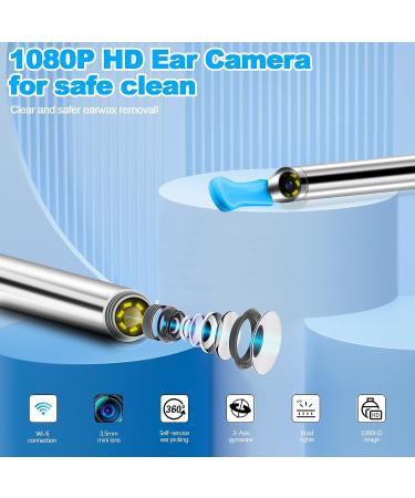 NiceBirdie 1080P Ear Wax Removal Tool with Camera and Light | Ear Cleaner Cleaning Kit with 2 Silicone Ear Scoops and 6 LED Lights - Black - Buy Online on GoSupps.com