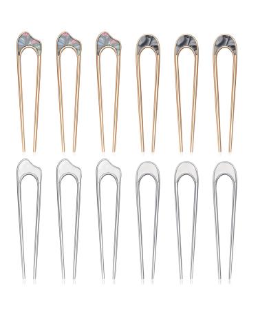 12 Pieces French Twist Hair Forks Large U-Shaped Hair Styling Pins Vintage Metal Hair Sticks for Long and Thick Hair  Curly Hair  Fine Hair