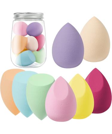 AUAUY 8 Pcs Makeup Sponge Blender Set Beauty Sponge Makeup Sponges for Foundation Multi-color Makeup Sponge Set With 1 holder 1 Storage Tank for Liquid Cream and Powder (3 Shapes) 8pcs-3Shapes - Buy Online on GoSupps.com