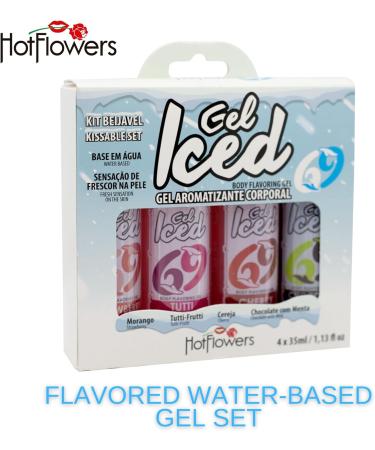 Hot Flowers Edible Body Massage Oil Gel Set - Flavored Water-Based Lubricant for Couples | 4 Sweet Aphrodisiac Flavors | Perfect Intimacy Gift - Buy Online on GoSupps.com