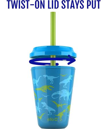 Plastic Kids Cups with Lids and Straws - 10 Pack 12 oz Reusable