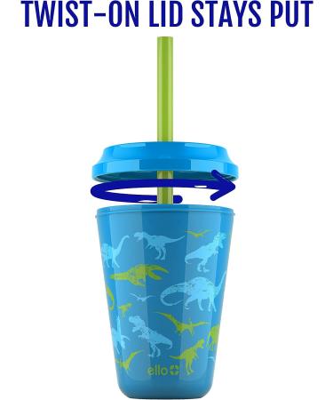 12oz Plastic Kids Cups with Lids & Straws - 7 Pack Reusable Color