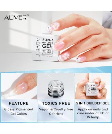 Clear Builder Gel 5 in 1 Builder Base Strengthening Gel 15ml Nails Extension Base Coat UV/LED Nail Polish Coat for Hard Strong Nails Tips & Extensions - Buy Online on GoSupps.com