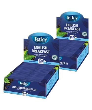 Tetley English Breakfast | 100 String & Tag Tea Bags | 2x100 Pack - Buy Online on GoSupps.com