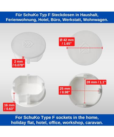 16-Pack White Socket Covers for Schuko Type F - Dust & Splash Protection for Sockets Strips & Drums - Ideal for Kitchen Workshop & Hotel - Buy Online on GoSupps.com