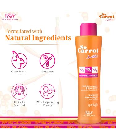 Fair & White So Carrot Brightening Oil - 8.4 fl oz | Natural Moisturizer & Nourisher - Hydrate & Brighten Skin Tone with Glycerin Sweet Almond & Carrot Oil - Buy Online on GoSupps.com