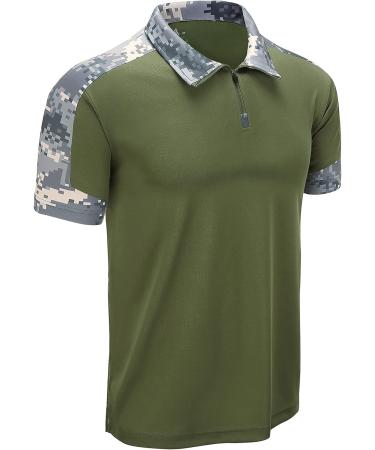 ZITY Men's Tactical Military Golf Shirt - Short Sleeve Army T-Shirt (111) - XX-Large, Army Green - Buy Online on GoSupps.com