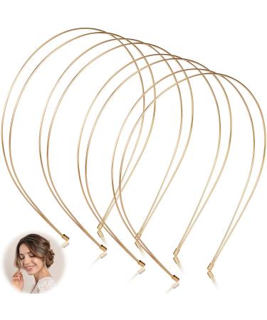 OIIKI 6PCS Metal Double Headbands  Gold Double Row Hairbands  Alloy Hair Hoop Hair Accessories for Women Girls Bridal Bridesmaid Headpieces for Wedding  Parties  Daily Use