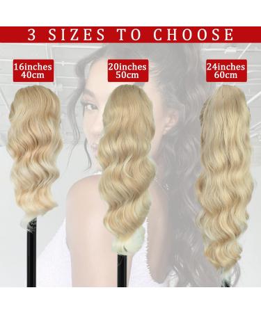 50cm Blonde Ponytail Extension - Long Curls with Clamp - Realistic Synthetic Hair Braid 613# - Buy Online on GoSupps.com