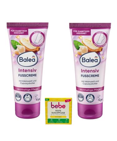 Generisch Balea Pack of 2 Intense Dry Foot Cream | 2 x 100 ml | + 1 x Firm Baby Shower Care | Suitable for Diabetics