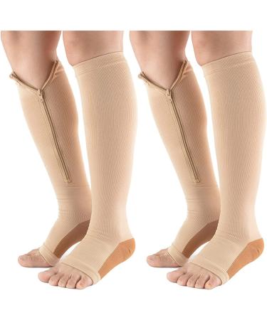 Sxhmsal medical compression stockings with zipper for burning fat narrow for blood circulation and relief rehabilitation aids for patients flesh1 l xl