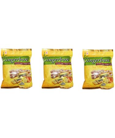 Original Gingerbon - Honey Lemon Ginger Candy, Pack of 3, (3x125g)