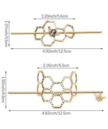 Bee Hair Pins Set - Minimalist Metal Hair Sticks for Women and Girls - Buy Online on GoSupps.com