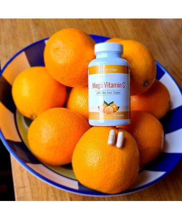 Nutri-Align Mega Vitamin C 1000mg with Zinc, Iron & Copper | Immune Boost, Sugar-Free, Gluten-Free | 60 Caps - 1 Month - Buy Online on GoSupps.com