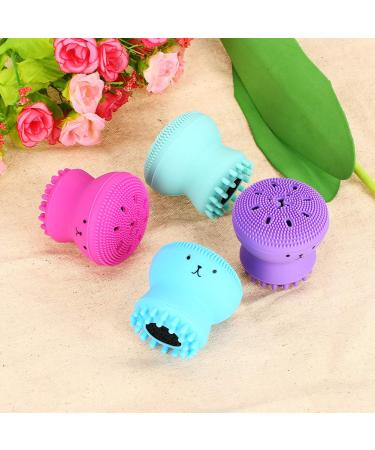 Cute Silicone Facial Brush 3-in-1 | Small Facial Cleaning Brush for Kids | Deep Peeling Skin Care Tool (Purple) - Buy Online on GoSupps.com