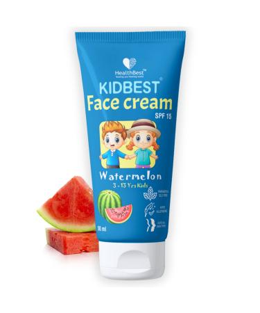 Kidbest Face Cream for Kids SPF 15 Safe for Sensitive Skin & Unscetened Tear Paraben SLS free Watermelon Flavor 50ml
