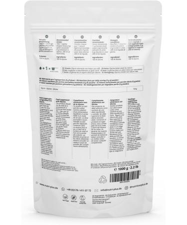 nutri+ L-Glycine Vegan Powder 1 kg High Dosed Glycine Powder Amino Acid without Additives 1000 g Also for Sweetening as a - Buy Online on GoSupps.com