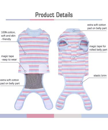 Kuoser Dog Surgery Recovery Suit | Striped Pet Vest for Dogs & Cats | Protective Clothing for Belly & Skin Issues | XS Blue - Prevents Licking Replacement for Cone & E-Collar - Buy Online on GoSupps.com