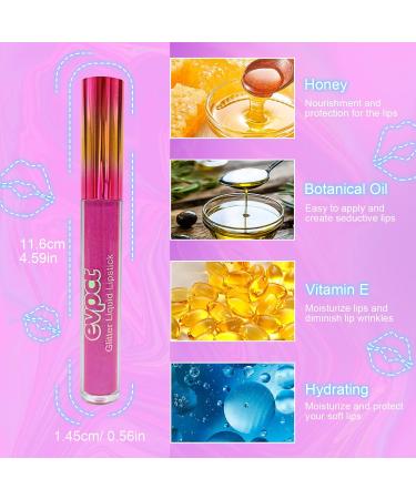  Likesing Set of 3 glitter lipsticks - 24-hour wear - Matte - Long-lasting - Pink - Lip balm - Makeup for women - Birthday gift - Buy Online on GoSupps.com