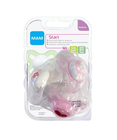 MAM Start Newborn Schnuller - Best Pacifier for Breastfed Babies | 3-Pack for Baby Girls - Buy Online on GoSupps.com