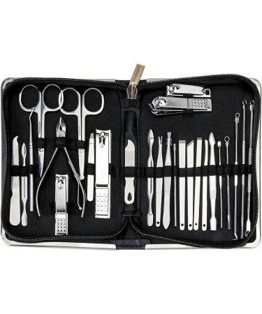 Nail Clippers Set 26Pcs Stainless Steel Nail Clippers Set Household Nail Cutter Suit with Box Trimmer Grooming Manicure Pedicure Nail Tools Nail Care kit(Black) - Buy Online on GoSupps.com
