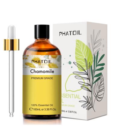 PHATOIL Chamomile Essential Oil 100ML Pure Premium Grade Chamomile Essential Oils for Diffuser Humidifier Aromatherapy Candle Making Chamomile 100 ml (Pack of 1)