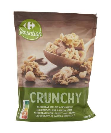 CARREFOUR SENSATION C r ales Croquantes au Chocolat au Lait et Noisettes Texture Gourmande (500g) - lot de 4 - Vendu par Lot