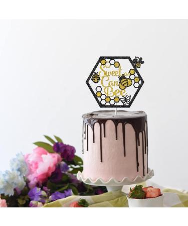 Tenhaisi Sweet as Can Bee Cake Topper - Bumblebee Theme Birthday/Baby Shower/Gender Reveal/Engagement/Wedding Party Cake Decors Photo Booth Props - Gold&Black Glitter Cake Topper - Buy Online on GoSupps.com