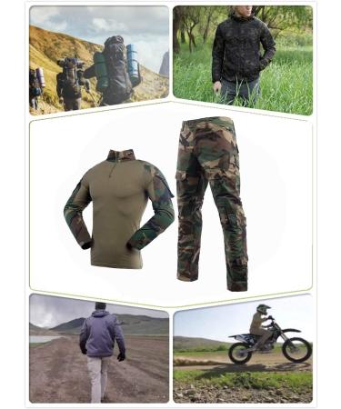Men's Airsoft Jungle Camo Tactical Suit | Paintball Combat Shirt & Pants | Long-Sleeved Military Outdoor Clothing - Buy Online on GoSupps.com