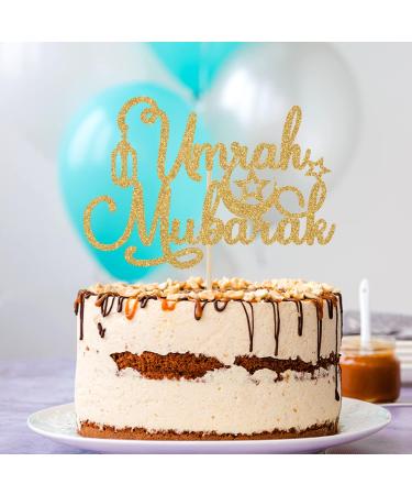 Gold Glitter Umrah Mubarak Cake Topper Happy Eid/Eid Mubarak/Ramadan Mubarak Festival Ramadan Party DecorationsSupplies Gold Umrah Mubarak - Buy Online on GoSupps.com
