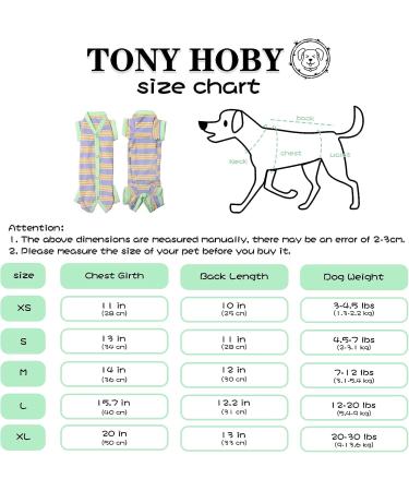 TONY HOBY Dog Pajamas with Colorful Stripes | 4-Legged Jumpsuit for Small to Medium Female Dogs | Green & Purple (Size L) - Buy Online on GoSupps.com
