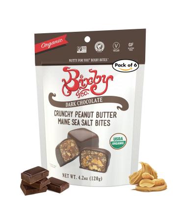 Bixby Organic Dark Chocolate Crunchy Peanut Butter Sea Salt Bites - Gluten Free, Kosher, Non-GMO Chocolate Clusters - Organic Dark Chocolate Snacks - Resealable 4.2oz Bags - Pack of 6 Bags Dark Chocolate Peanut Butter
