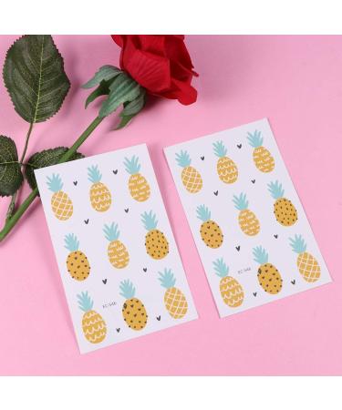 10PCS Eco-Friendly Waterproof Colored Drawing Pineapple Tattoo Stickers - Cute Cartoon Design for Body Art - Buy Online on GoSupps.com