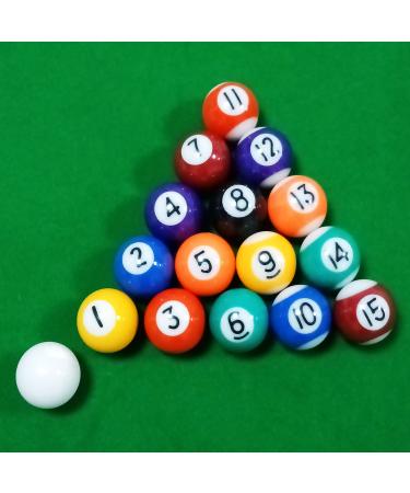 YINIUREN Mini Pool Balls 32MM Mini Billiard Balls1.25in Complete 16 Balls Set American Style Resin Balls Pool Table Accessories Suitable for 20-40 inch Mini Pool Table