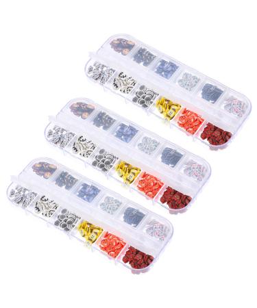 Lurrose 3 boxes nail art stagger DIY HALLOWEEEN HABEL PERLE NAGES DISCHES MAKE JECHT ACTIONS NAILING POMPLES THE DIY-HALLOWEES SWEET Ceramic Flash powder vintage