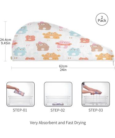 Cute Bear Dry Hair Cap - 2 Piece Quick Drying Towel Set & Button Headband | Super Absorbent Soft & Comfortable | Perfect for All Hair Types - Shop Now - Buy Online on GoSupps.com