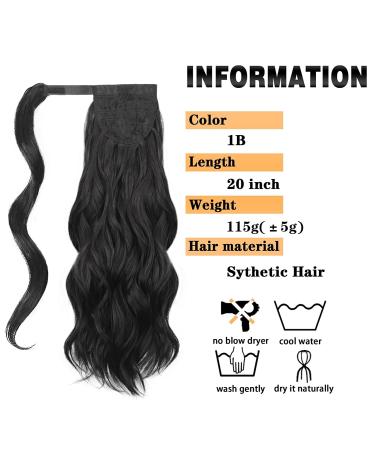 Isaic Black Ponytail Extension - 20 Inch Wavy Synthetic Hairpiece for Women - Buy Online on GoSupps.com
