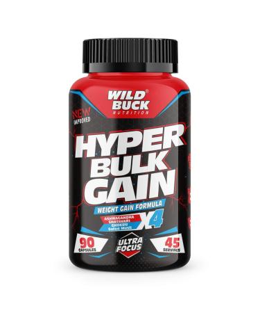 Hyper Bulk Gain Mass & Weight Gainer Capsule for Fast Weight & Muscle Gain Daily Muscle Building Weight Lifters Supplement for Muscle Growth Stamina & Strength For Men & Women- 90 Cap.