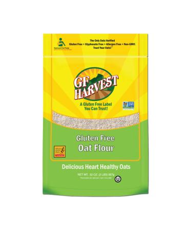 GF Harvest Gluten Free Whole Grain Oat Flour, 32 Ounce Bag, Pack of 2 32 Ounce Bag (Pack of 2)