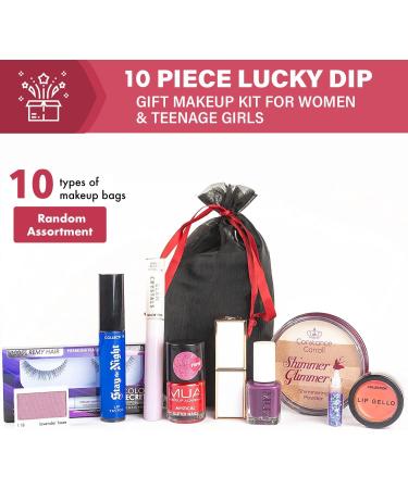 Makeup Set Glamza 10 Piece Lucky Dip Gift Makeup Kit for Women & Teenage Girls - Includes 10 Makeup Items In Black Organza Beauty Bag - Buy Online on GoSupps.com