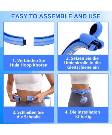 Adjustable Smart Weighted Hoop for Adults - Quiet Waist Fitness Exercise for Weight Loss - Blue - Buy Online on GoSupps.com