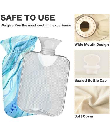 NAANLE Sea Wave Marmor 1L Transparent Hot Water Bottle with Cover - Effective Heat & Cold Therapy for Pain Relief & Winter Comfort - Buy Online on GoSupps.com