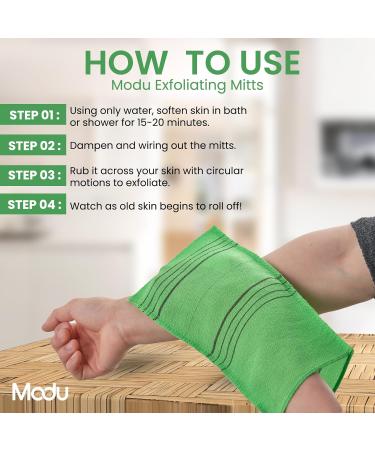 Buy Modu 5 Pcs Korean Exfoliating Mitts - Large Green Bath Washcloths | 9.1 X 6 in - Best for Exfoliation | International Shipping Available - Buy Online on GoSupps.com